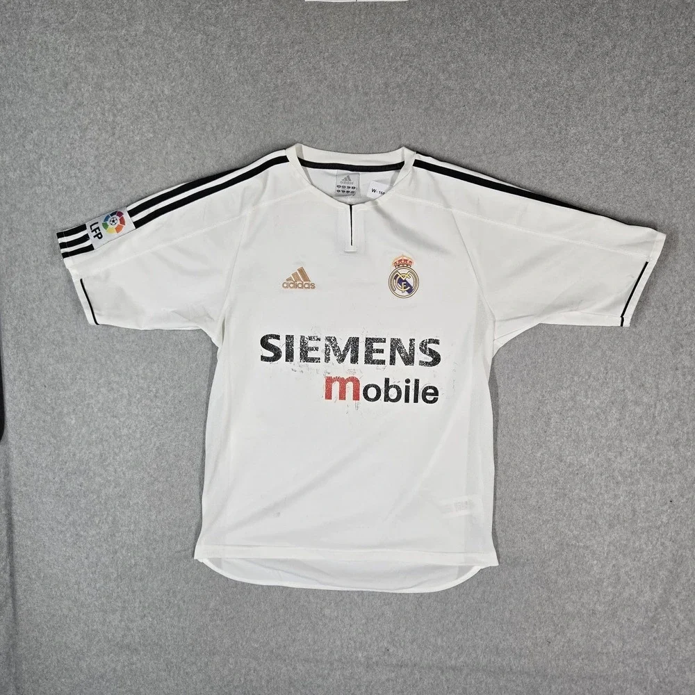 VINTAGE Real Madrid Men Jersey S White Embroidered Adidas 2003 Home Soccer